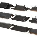 Traditional Chinese Architectural Roof Components With Various Tile Styles And Eave Details