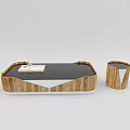 Sleek Modern Coffee Table With Wooden Frame Black Surface And Side Storage Container 3d model