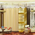 Luxurious Elegant Lobby Lounge Interior Decor With Crystal Chandeliers Gold Accents And Comfortable Seating