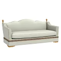 Elegant Light Colored Multi Seater Sofa With Gold Accents And Refined Stitching 3d model