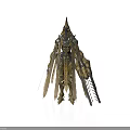 Mythical Character And Winged Creature In Golden Silver Armor With Spiked Helmet