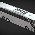 White Modern Coach Bus With Large Windows And Roof Ventilation System 3d model