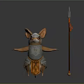 Fantasy Armored Rodent Like Creature With Spear And Warrior Attire
