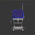 Medical Stretcher Bed With Blue Mattress IV Pole And Mobile Wheels