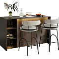 Bar chair combination 3d model