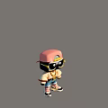 Man Wearing Pink Cap Golden Sunglasses Golden Necklace Pink Sweater Blue Shorts And Pink Sneakers