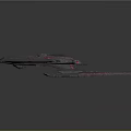 Dark Colored Cosmic Spaceship With Pink Accent Lines And Sleek Design