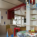 Vibrant Modern Open Plan Living Dining Room With Cozy Furniture And Unique Art Decor