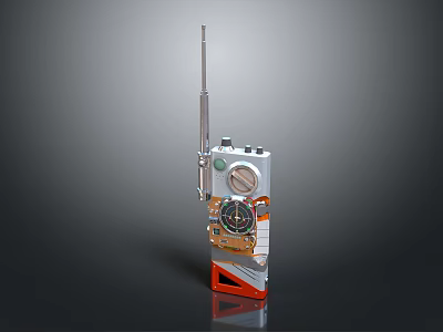 Vintage Radio Device With Extendable Antenna Dial Pointer And Metal Case 3d model