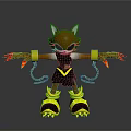 3D Fox Character Design With Black Eye Mask Red Claws Yellow Wristbands And Roller Skates