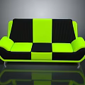 Modern Neon Green And Black Patchwork Sofa With Sleek Design And Comfortable Upholstery