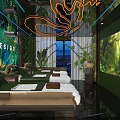 Tropical Amazon SPA Sauna Interior With Lush Greenery Massage Beds And Natural Wall Decor