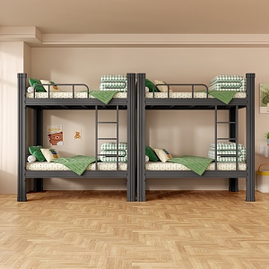 Upper and lower bunk bed iron bed high and low bed student dormitory bed staff dormitory iron bed 3d model