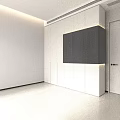 Sleek Modern White Wardrobe Interior With Dark Accent Panel And Storage Cabinets 3d model