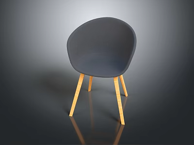 Modern Gray Accent Chair with Wooden Legs Minimalist Design for Living Room 3d model