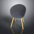 Modern Gray Accent Chair with Wooden Legs Minimalist Design for Living Room