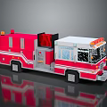 Red Building Block Fire Truck Model With Detailed Toy Vehicle Design And Features