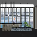 New Chinese Front Desk Front Desk Reception Desk Reception Hall 3d model