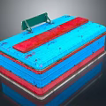 Modern Blue Red Layered Tableware Set with Green Handle for Kitchen Storage