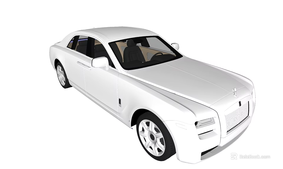 White Luxury Car With Classic Grille Hood Ornament Sleek Body And Alloy Wheels 3d model 