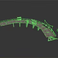 Industrial Equipment On Curved Metal Platform With Walkway And Railings