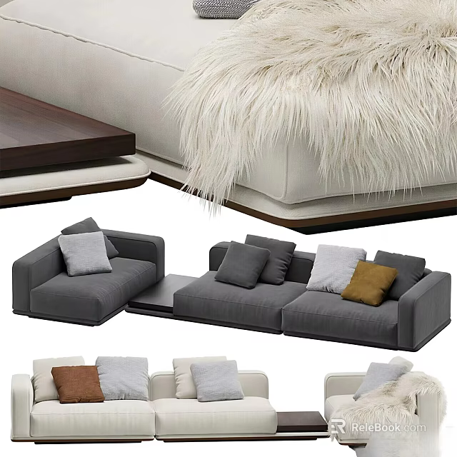Modern Sectional Sofa With Assorted Color Pillows And Multiple Design Options 3d model