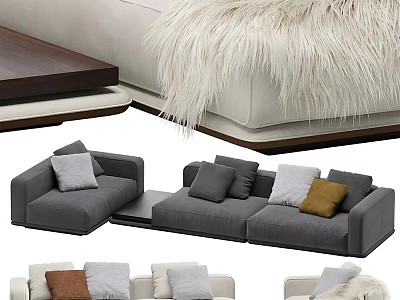 Modern Sectional Sofa With Assorted Color Pillows And Multiple Design Options 3d model