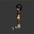 3D Character Wearing Red Outfit Green Pants White Boots With Sword Brown Scabbard Golden Hilt