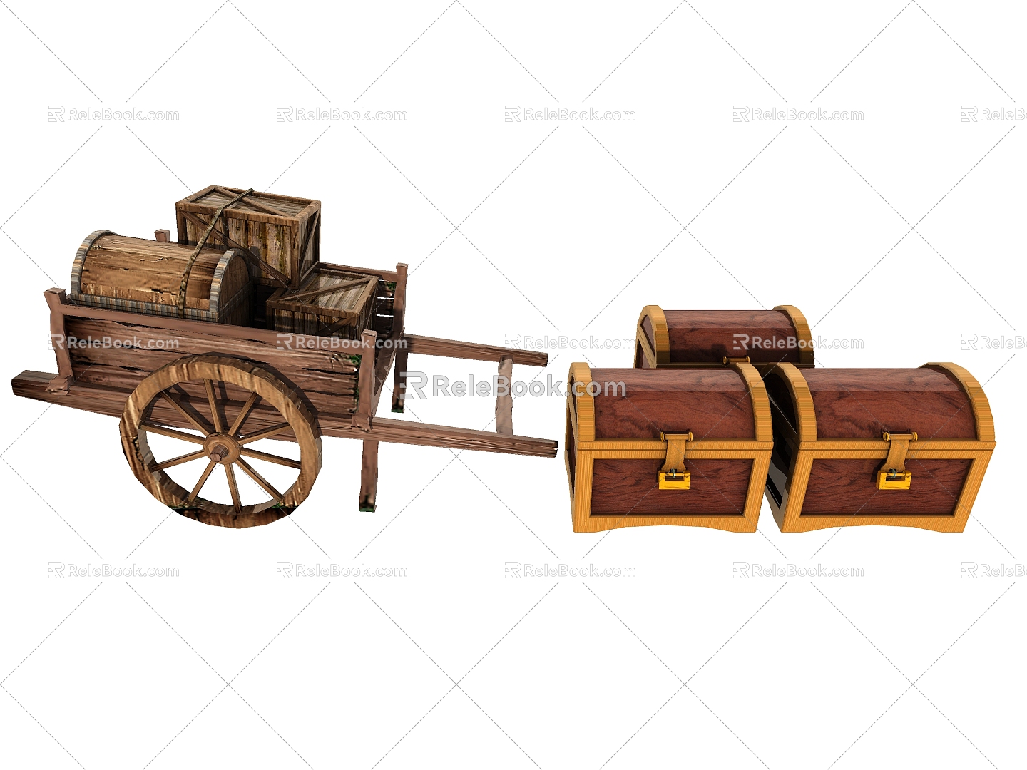 Retro treasure chest grain truck 3d model