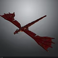 Red Mythical Dragon 3D Model With Spread Wings And Scaled Body