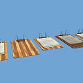 Three Wooden Clipboards With Metal Clips And Papers On Blue Background
