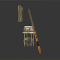 Useful Fishing Supplies With Woven Basket Net Rods And Stand