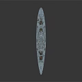 Detailed Military Battleship with Turrets Naval Design and Blue Hull Warship Structure