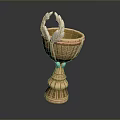 Golden Trophy With Laurel Wreath Ornament And Intricate Stem Base Design