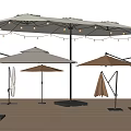 Different Styles of Sunshade Umbrellas with String Lights Foldable Beige and Brown on Wooden Floor