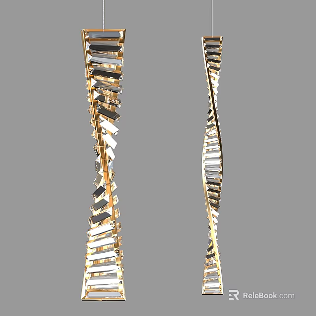 Unique Shaped Pendant Lights Featuring Twisted Spiral Design And Metallic Look For Modern Decor 3d model 