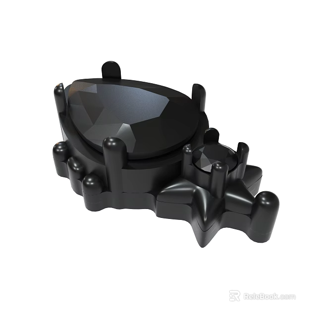 Detailed Black Mechanical Part With Multiple Geometric Protrusions And Structure 3d model