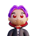 Cartoon Vampire Character With Purple Hair Red Eyes And Pointed Fangs