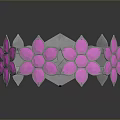 Stylish Silver Bracelet With Pink Flower And Geometric Pattern Design