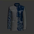 Classic Blue Tailored Coat With White Trim And Front Buttons