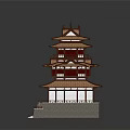Traditional Chinese Pagoda With Multi tiered Wooden Roof And Stone Base Steps