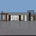 Modern Detached Villa With Large Glass Windows Wooden Entrance And Balcony
