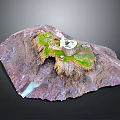 Hilltop White Building on Rocky Mountain Terrain with Green Grass and Flowing Stream