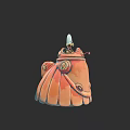 Game Animated Character With Orange Shell Armored Body Circular Accents And Small Top Figure