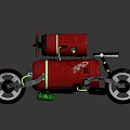 Red Futuristic Jet Powered Motorcycle With Neon Green Accents And Black Tires