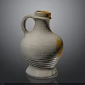 Handcrafted Ceramic Vase Sculpted Design With White Body Orange Accents Handle And Base