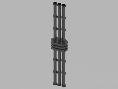 3D Model of Multiple Vertical Rods with Central Connecting Industrial Mechanical Component Structure 3d model
