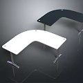 Modern L Shaped Desks In White And Black With Metal Legs And Smooth Surfaces