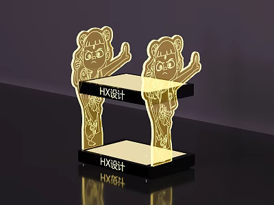 Cartoon Girl Design HX Lighting Combinations With LED Illuminated Acrylic Material And Black Base 3d model
