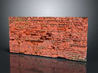 Vintage Distressed Red Brick Wall With Aged Texture And Weathered Surface 3d model